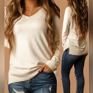 Bècool Cream Vneck Sweater